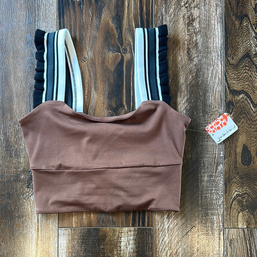 fp movement Brown Crop Top with Striped Straps